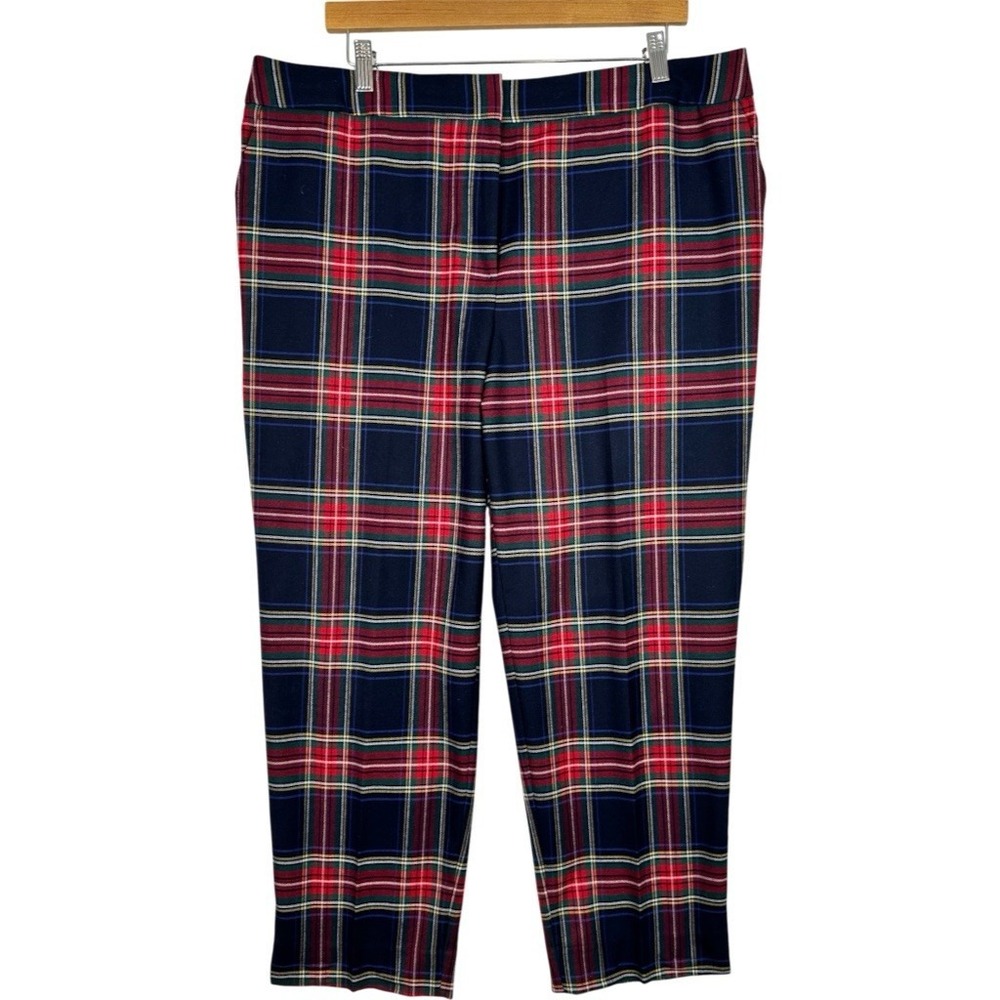 Talbots Hampshire Pants 18WP Blue Majesty Plaid Wool Blend High Rise Ankle